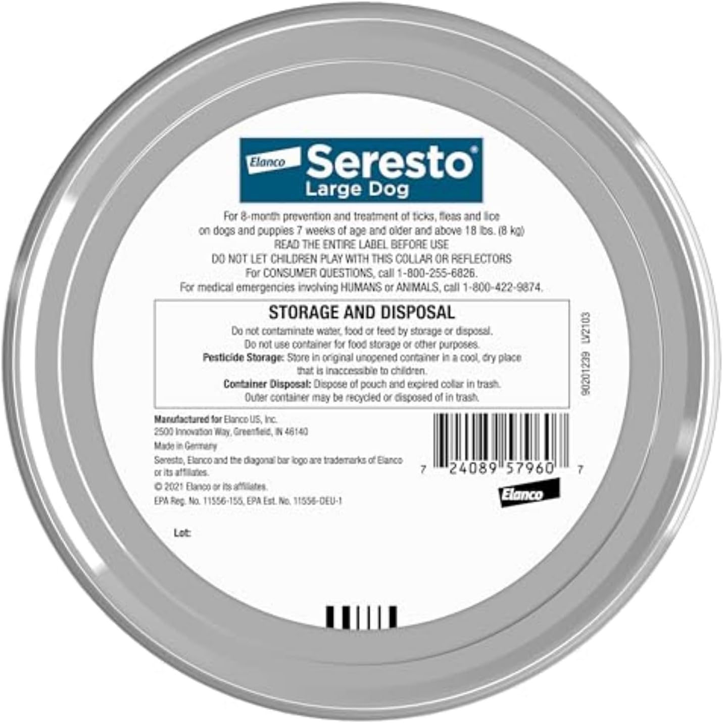 Seresto Large Dog Vet-Recommended Flea & Tick Treatment & Prevention Collar for Dogs Over 18 lbs. | 8 Months Protection