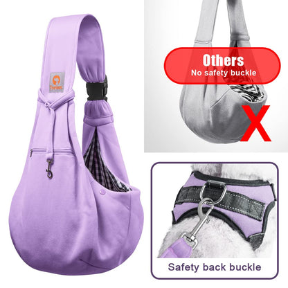 Tomkas Small Dog Sling Carrier - Adjustable Strap & Zip Pocket - Suitable for Puppies (Black) LukkyDeals