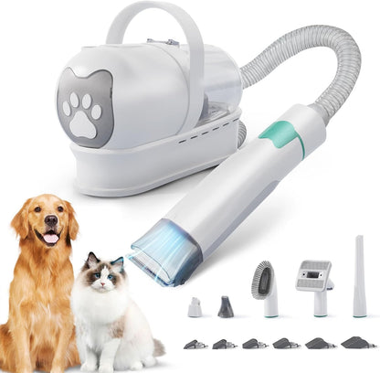 Dog Grooming Kit, Pet Grooming Vacuum with Pet Clipper Nail Grinder, Dog Hair Vacuum with 6 Pet Grooming Tools for Dogs Cats Shedding Grooming