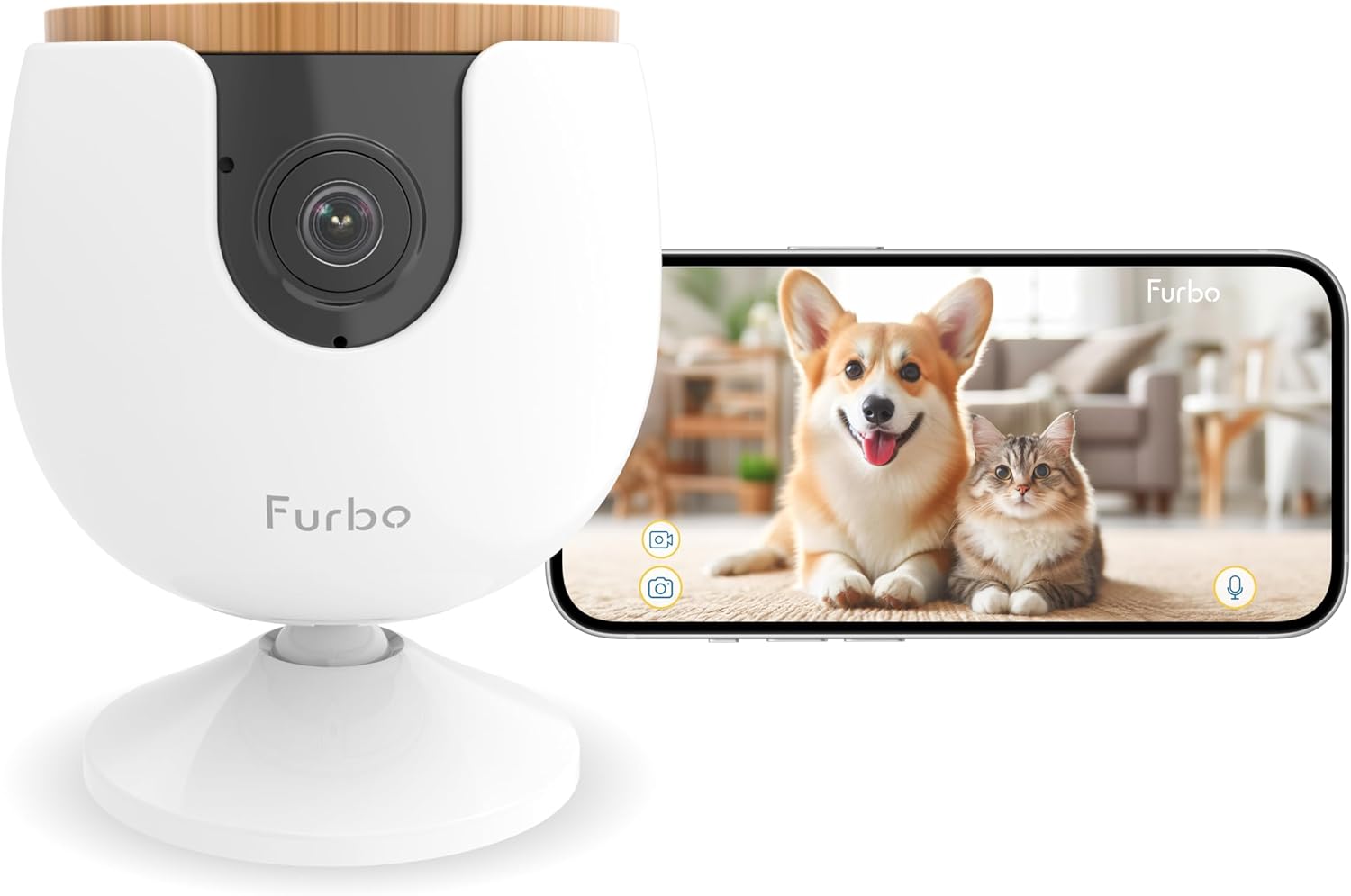 Furbo 360° Dog Camera + Nanny Bundle: Home Security & Dog Safety Alerts, Rotating Pet Treat Dispenser Camera with Speaker, Smart Home Indoor Cam w Phone App (Additional Subscription Required at Setup) - LukkyDeals