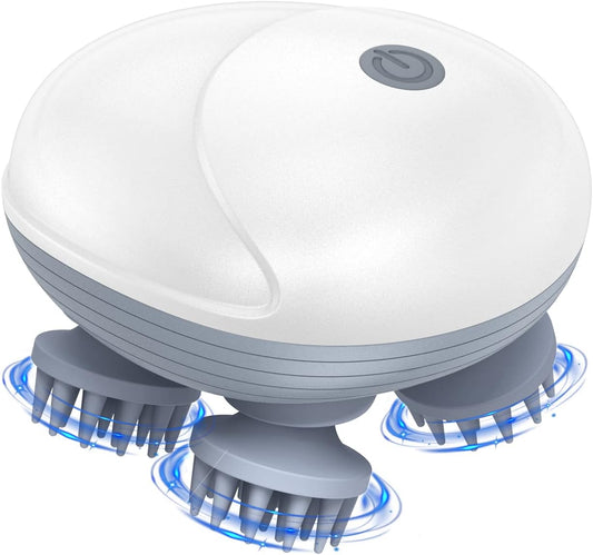 Handheld Cat Massager, Electric Scalp Massager, 4 Massage Heads, Scalp and Back Scratcher Relieving Tight Stiffness Muscles, Promote Bonding