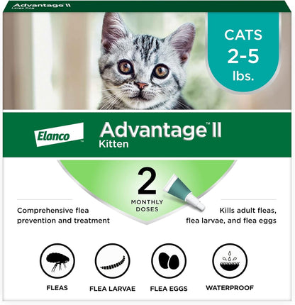 Advantage II Kitten Vet-Recommended Flea Treatment & Prevention | Cats 2-5 lbs. | 2-Month Supply