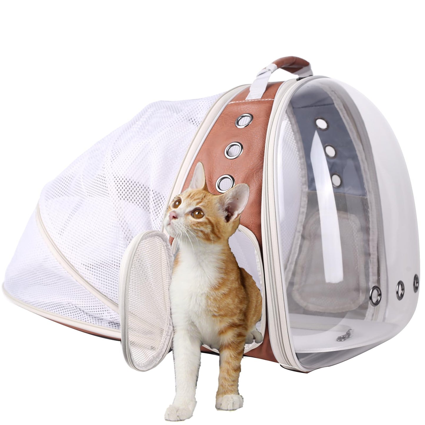 Back Expandable Cat Backpack Carrier, Fit up to 12 lbs, Space Capsule Bubble Window Pet Carrier Backpack for Cat and Small Puppy