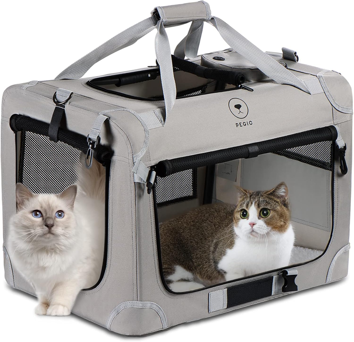 Extra Large Cat Carrier for 2 Cats, Portable Soft Sided Large Pet Carrier for Traveling, Indoor and Outdoor Uses, 24"×16"×16"