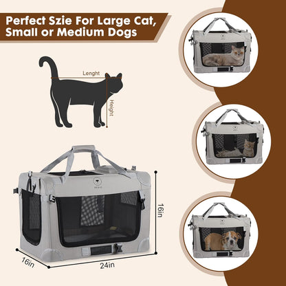 Extra Large Cat Carrier for 2 Cats, Portable Soft Sided Large Pet Carrier for Traveling, Indoor and Outdoor Uses, 24"×16"×16"