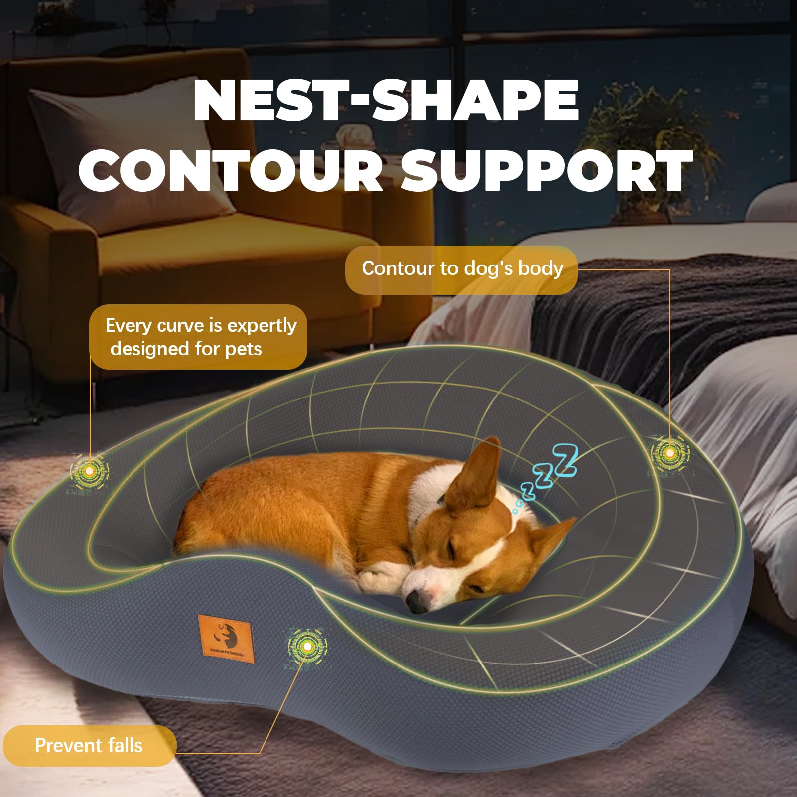 Orthopedic Dog Beds for Large/Medium Dogs, 9'' Thick Pure Memory Foam Dog Bed with Removable Washable Cover, Waterproof Couch Pet Bed, 60D High Density, Chewproof, Easy Clean, Dark Grey LukkyDeals