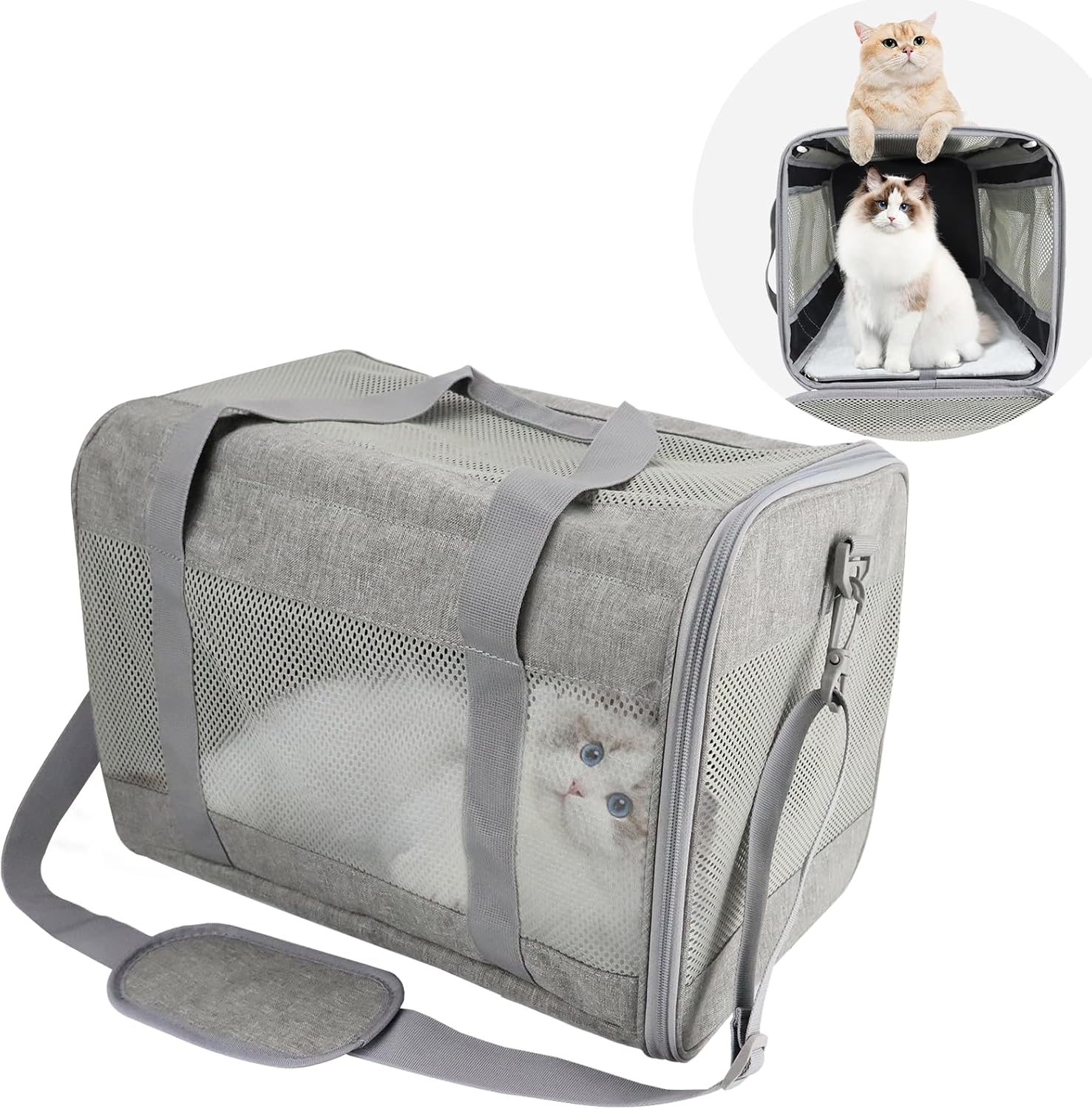 Prodigen Cat Carrier Dog Carriers for Small Dogs Soft Slided Airline Approved Collapsible Pet Travel Carrier, Small (16.3" L x 11.8" H x 12.4" W)