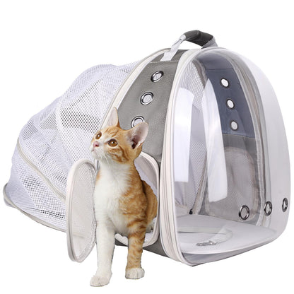 Back Expandable Cat Backpack Carrier, Fit up to 12 lbs, Space Capsule Bubble Window Pet Carrier Backpack for Cat and Small Puppy