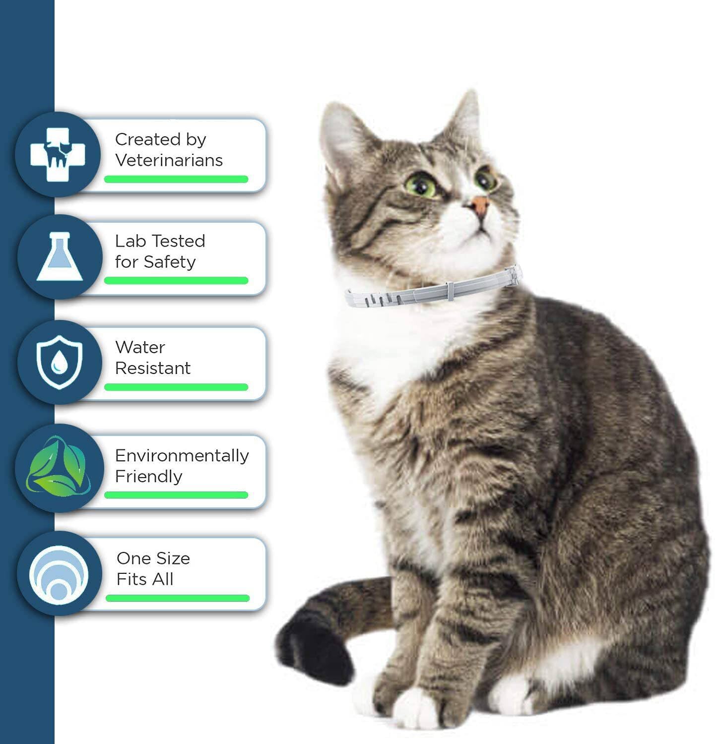 Flea and Tick Collar for Cats - Offers 12-Month Protection, Crafted with Premium Plant Oils, Waterproof, Natural, Safe for Kittens, Includes Free Comb and Tweezers, 13.8 in (2 Packs)