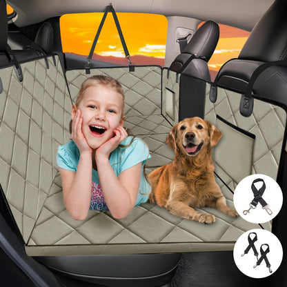 Back Seat Extender for Dogs-Large Space, Dog Car Seat Cover Hard Bottom Holds 400lbs, Sturdy Backseat Extender for Dogs, Waterproof Dog Hammock for Car Dog Car Bed for Car, SUV, Truck