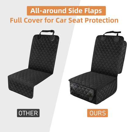 PETICON Waterproof Front Seat Car Cover 2 Pack, Full Protection Dog Car Seat Cover with Side Flaps, Nonslip Scratchproof Captain Chair Seat Cover Fits for Cars, Trucks, SUVs, Jeep, Black