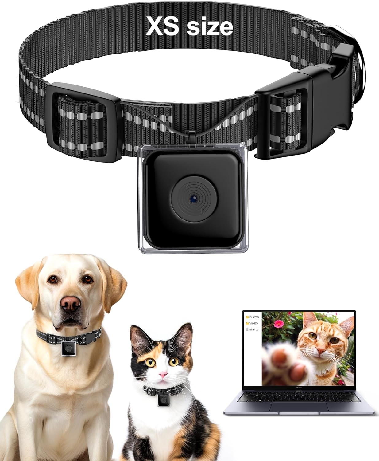 Cat Camera Collar, Direct Recording Camera for Cat/Dog, XS-Size Collar, No App, Cordless Cat Collar Camera, Body Camera for Cat/Dog Tracking, Dog Collar Camera(No Micro-SD Card Included)