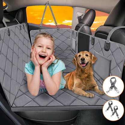 Back Seat Extender for Dogs-Large Space, Dog Car Seat Cover Hard Bottom Holds 400lbs, Sturdy Backseat Extender for Dogs, Waterproof Dog Hammock for Car Dog Car Bed for Car, SUV, Truck