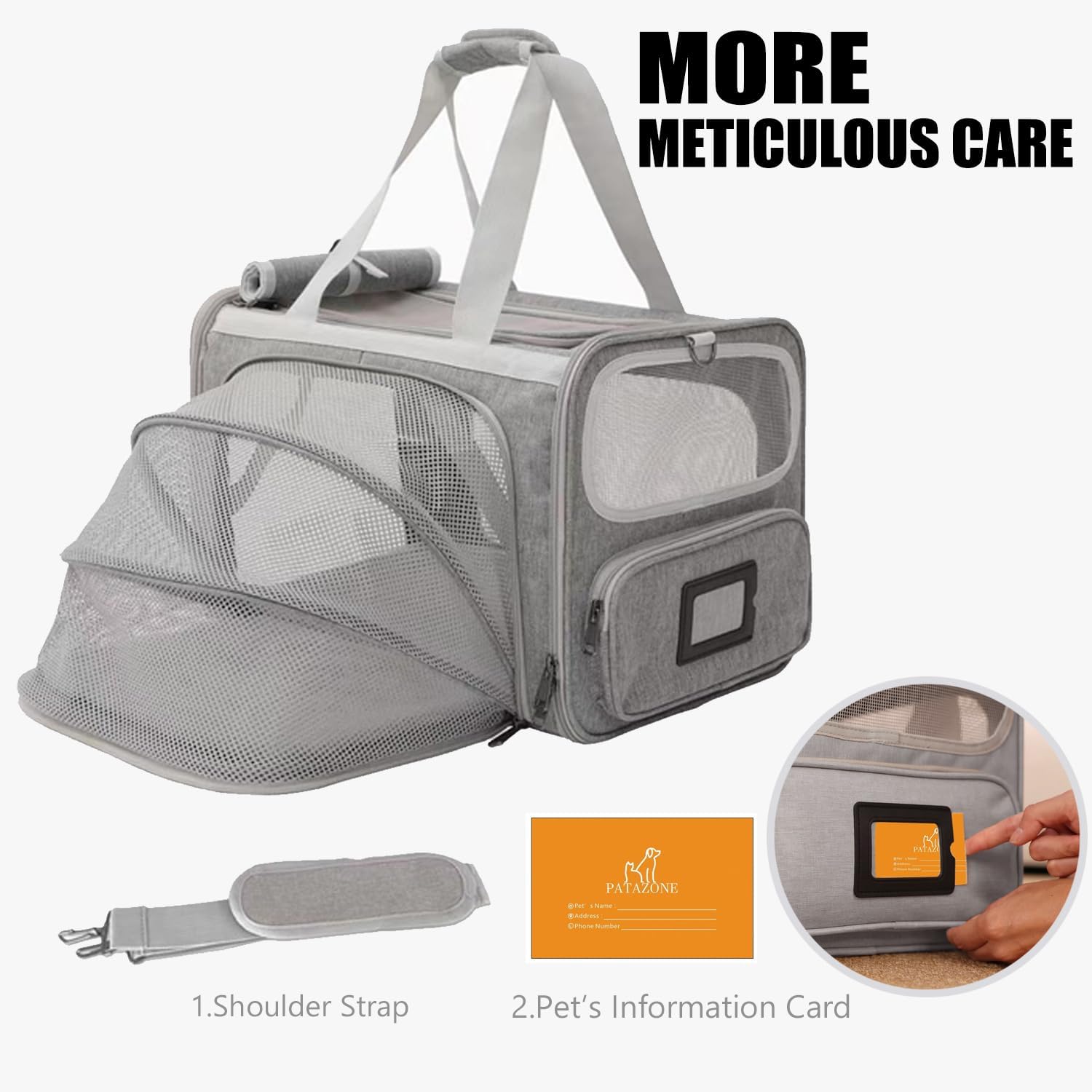 Cat Carrier for Small Dog Expandable, Grey,TSA Airline Approved,Puppy Handbag Bunny Rabbit Purse Small Animal Tote Traveling Outdoor Picnic Carry