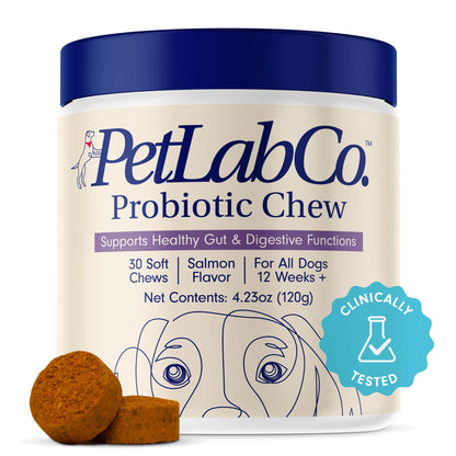 PetLab Co. Probiotics for Dogs, Support Gut Health, Occasional Diarrhea, Digestive Health & Seasonal Allergies - Pork Flavor - 30 Soft Chews - Packaging May Vary