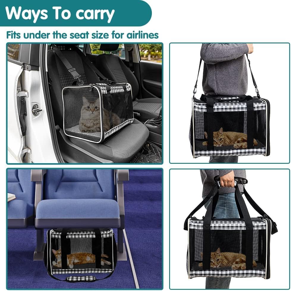 EXPAWLORER Cat Carrier Soft-Sided Pet Carrier for Cat,Cat Carrier Hard with Top Entry and Shoulder Strap for Large Cats,Pet Carrier Airline Approved Fit 2 Kitties Small Dogs Easy Storage