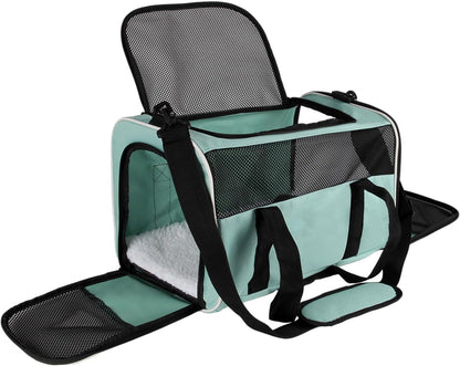 Cat Dog Carriers Soft-Sided, Pet Travel Carrier for Small Cats Dogs Under to15lbs, Soft-Solid Collapsible Carrier,(Medium,Green)