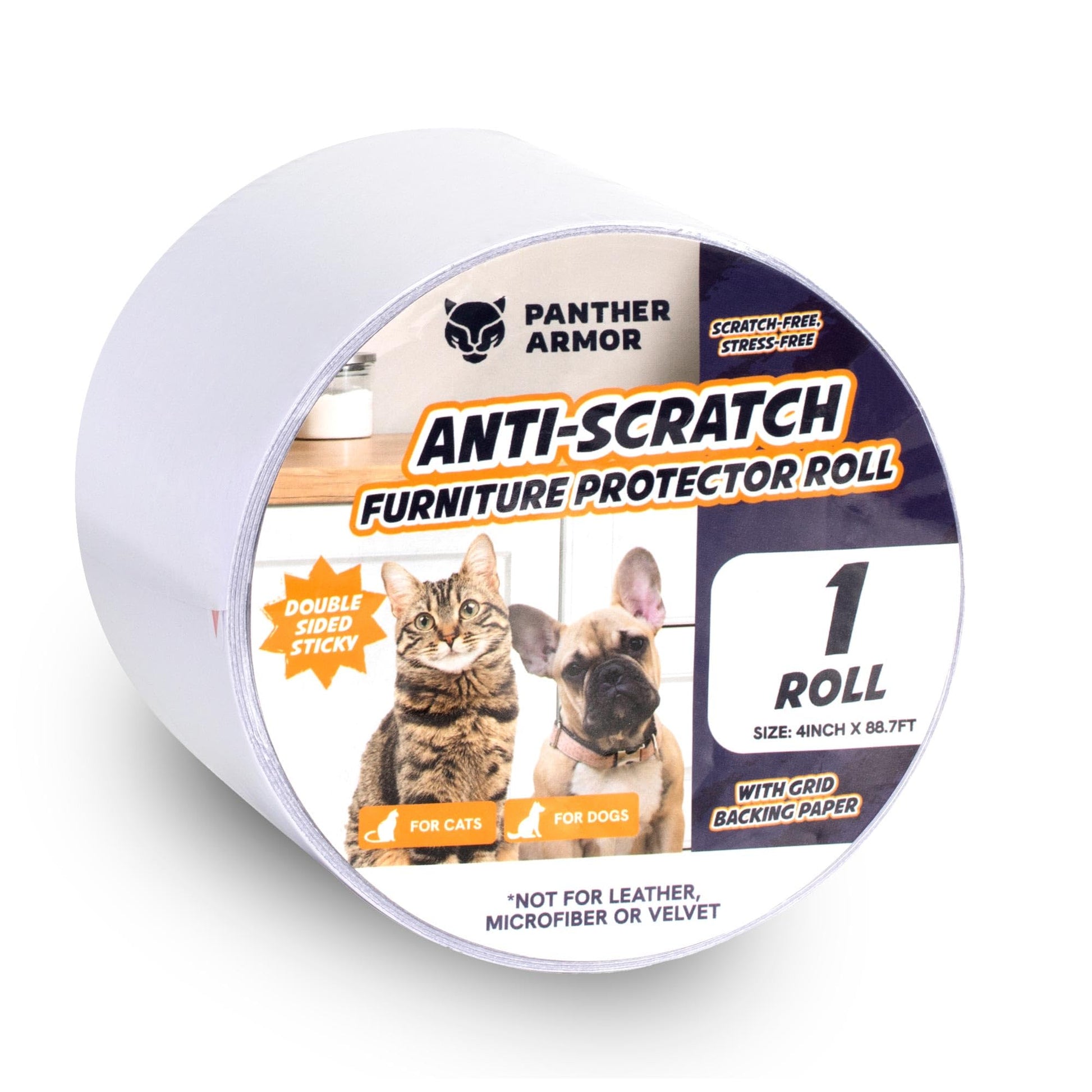 Panther Armor Cat Scratch Deterrent Double Sided Anti Scratching Sticky Tape - Furniture Protector and Cat Training Tape - Couch Corner Protector for Cats (12-Pack)