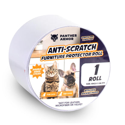 Panther Armor Cat Scratch Deterrent Double Sided Anti Scratching Sticky Tape - Furniture Protector and Cat Training Tape - Couch Corner Protector for Cats (12-Pack)