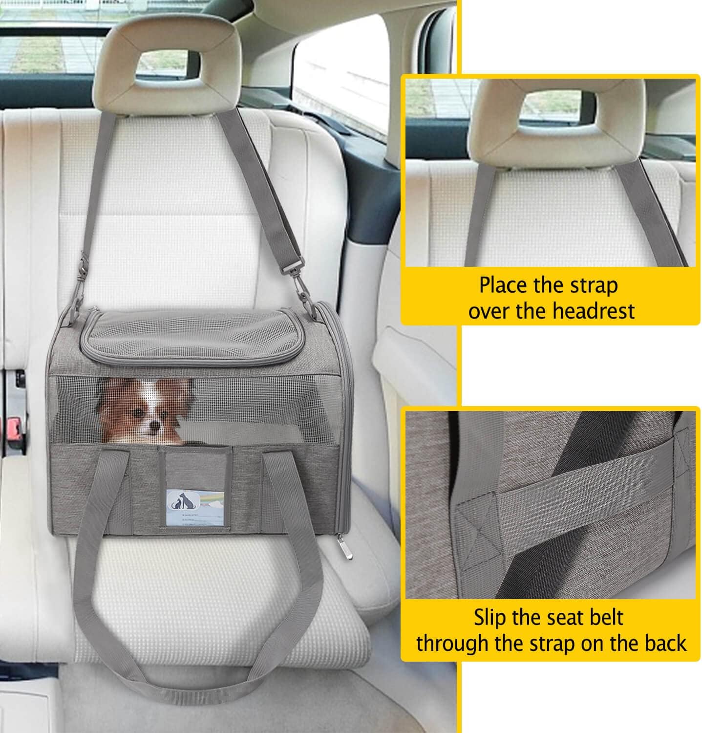 Refrze Pet Carrier Airline Approved, Cat Carriers for Medium Cats Small Cats, Soft Dog Carriers for Small Dogs Medium Dogs, TSA Approved Pet Carrier for Cats Dogs of 15 Lbs, Puppy Carrier,Grey