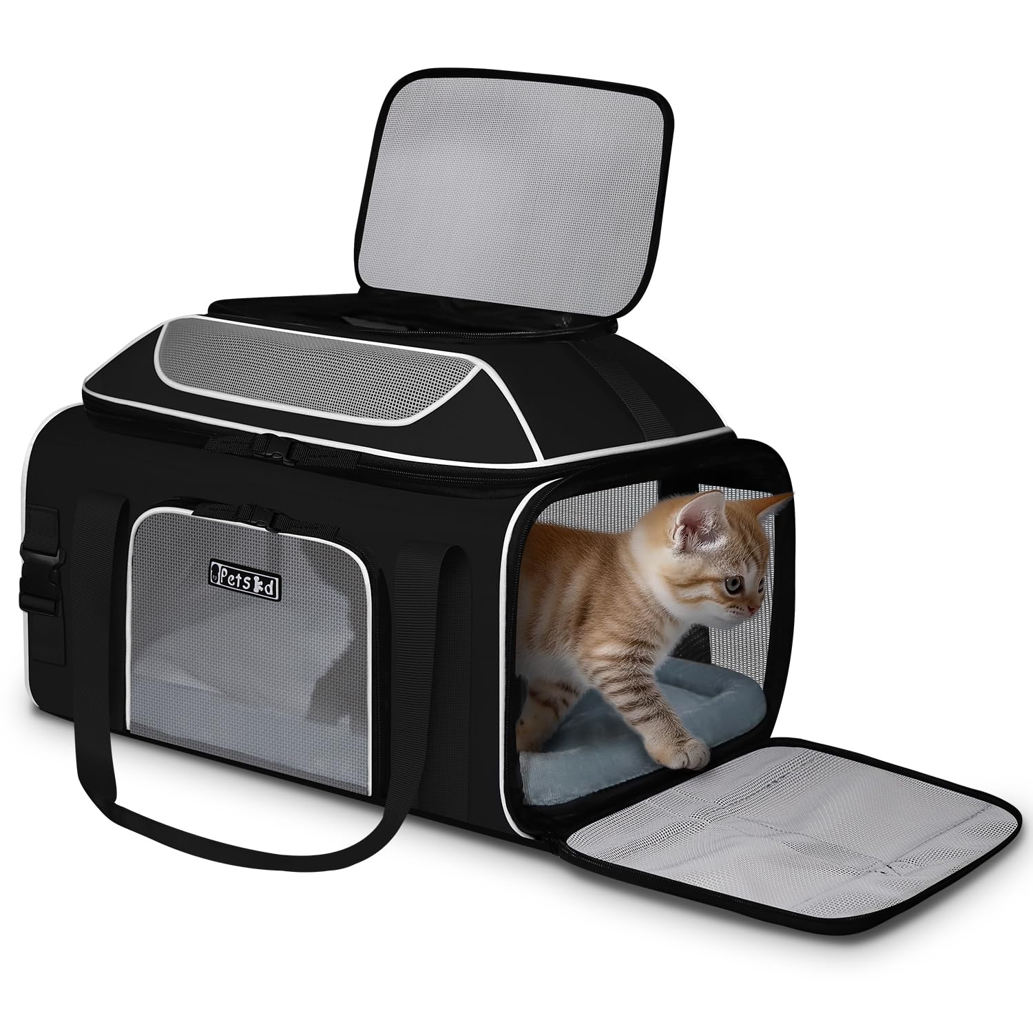 Petskd Top-Expandable Pet Carrier 19x13x9 Inches Southwest Allegiant Airlines Approved, Soft-Sided Carrier for Small Dog Under 15 lbs and Large Cat Under 20 lbs(Blue)