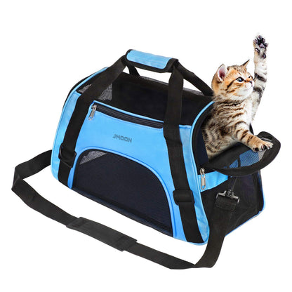 JMOON Soft-Sided Pet Carrier Bag - Airline Approved for Cats and Dogs - Foldable Comfort Travel Carrier