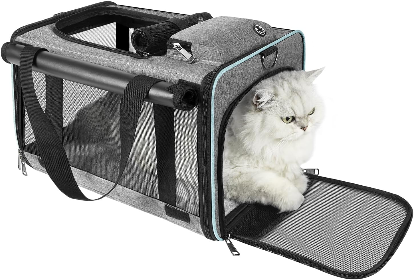 Cat Carrier American, United, Delta Airline Approved/Soft-Sided Pet Travel Bag for Medium Cat 15+ lbs Small Dog Traveling Crate Under 15 Pounds TSA Approved Carrying Cage Underseat Cabin Gray