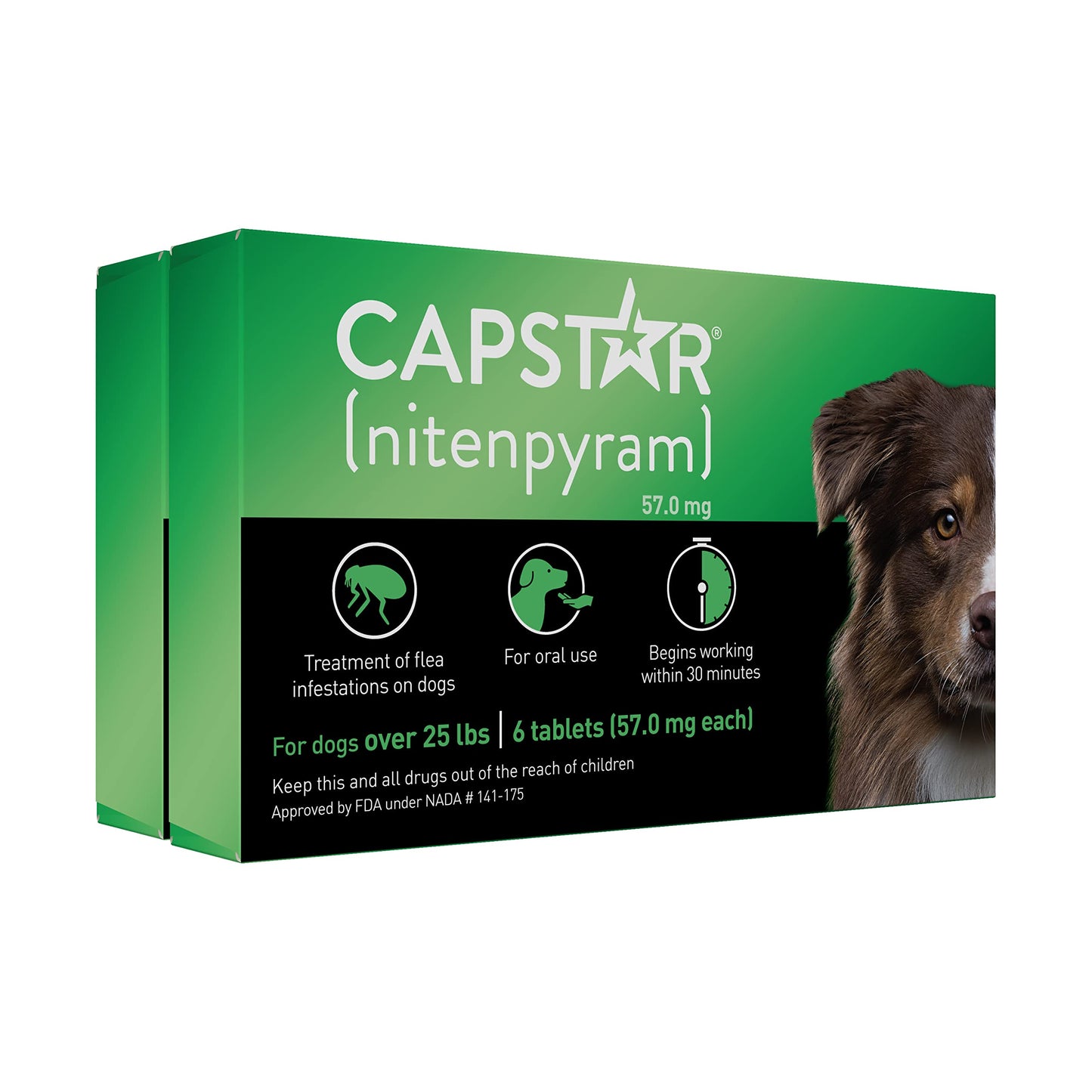 CAPSTAR Oral Flea Treatment for Dogs, Fast Acting Tablets Start Killing Fleas in 30 Minutes, Medium & Large Dogs (Over 25 lbs), 6 Doses