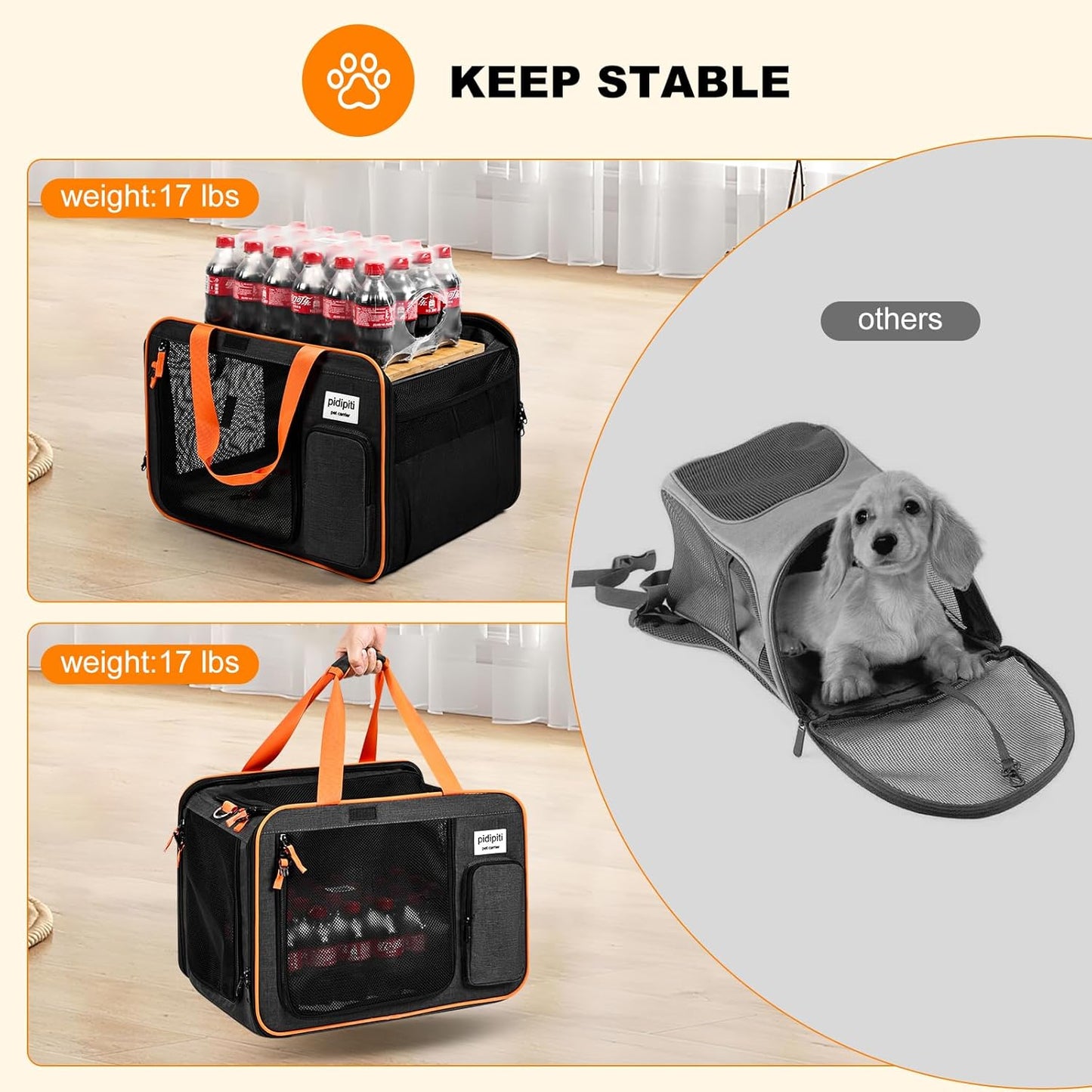 20 x 14 x 14 Expandable cat car Travel Carrier for 1 Small-Medium cat,with a Portable Leakproof Small cat Litter Box