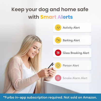 Furbo 360° Dog Camera + Nanny Bundle: Home Security & Dog Safety Alerts, Rotating Pet Treat Dispenser Camera with Speaker, Smart Home Indoor Cam w Phone App (Additional Subscription Required at Setup)