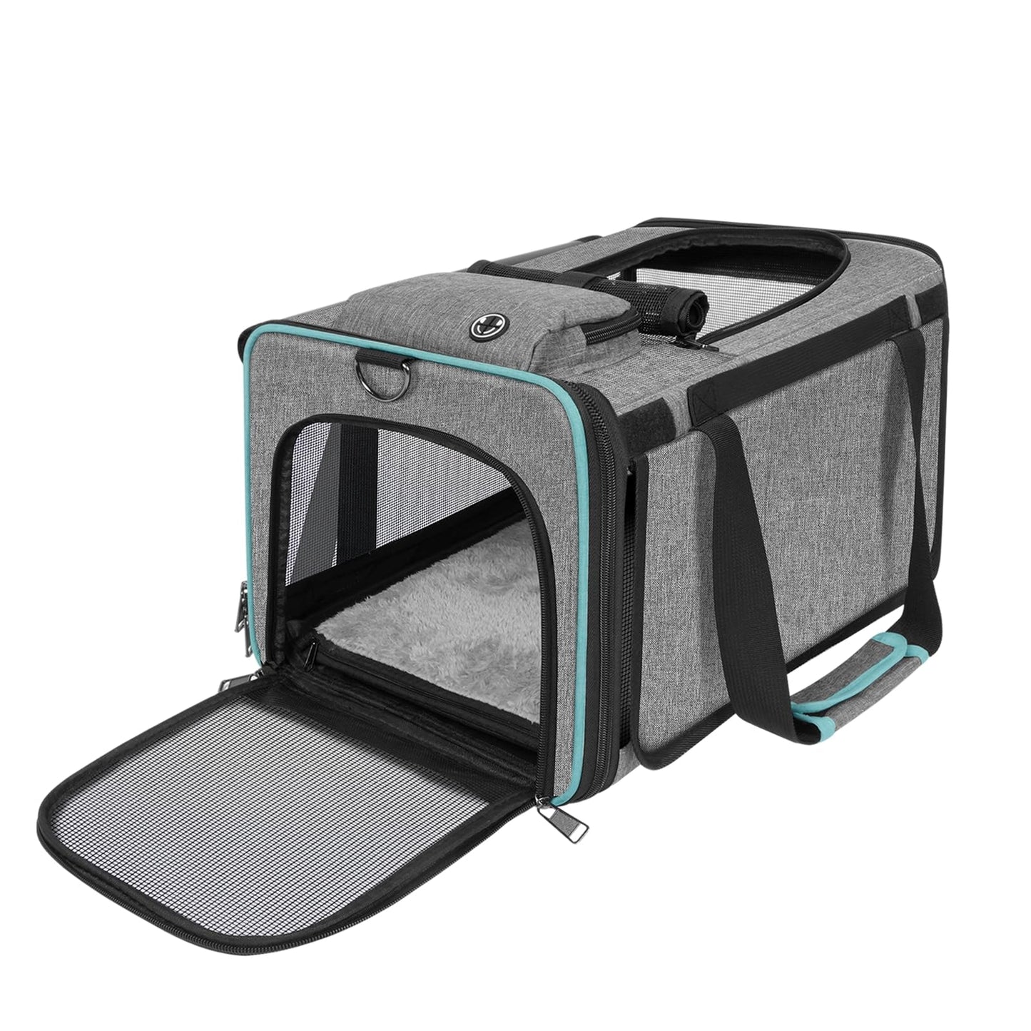 Cat Carrier American, United, Delta Airline Approved/Soft-Sided Pet Travel Bag for Medium Cat 15+ lbs Small Dog Traveling Crate Under 15 Pounds TSA Approved Carrying Cage Underseat Cabin Gray