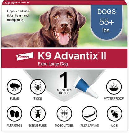 K9 Advantix II XL Dog Vet-Recommended Flea, Tick & Mosquito Treatment & Prevention | Dogs Over 55 lbs. | 1-Mo Supply