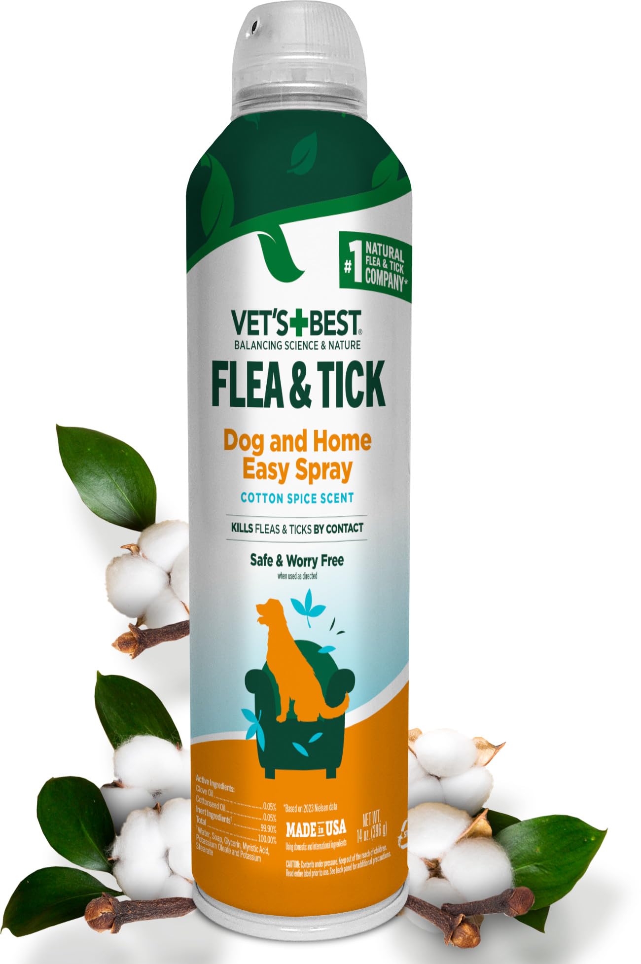 Vet's Best Flea and Tick Home Spray - Dog Flea and Tick Treatment for Home - Plant-Based Formula - Certified Natural Oils,Green - 32 oz