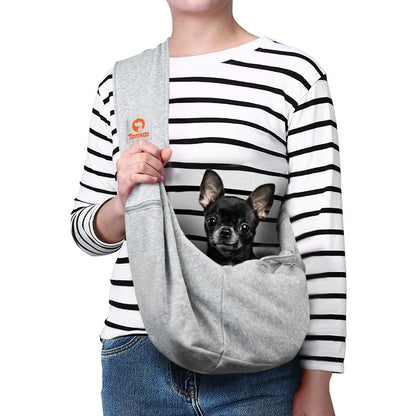 Tomkas Small Dog Sling Carrier - Adjustable Strap & Zip Pocket - Suitable for Puppies (Black) LukkyDeals