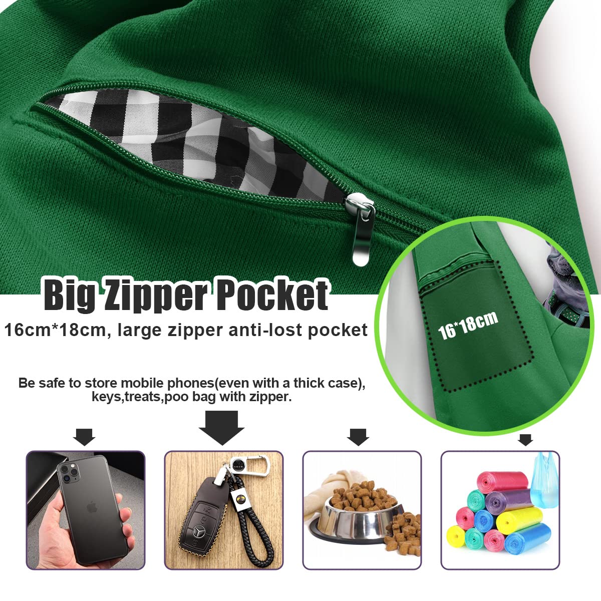 Tomkas Small Dog Sling Carrier - Adjustable Strap & Zip Pocket - Suitable for Puppies (Black) LukkyDeals
