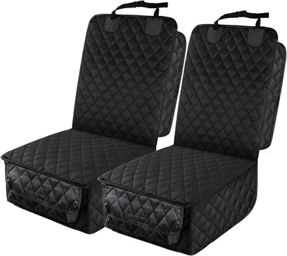 PETICON Waterproof Front Seat Car Cover 2 Pack, Full Protection Dog Car Seat Cover with Side Flaps, Nonslip Scratchproof Captain Chair Seat Cover Fits for Cars, Trucks, SUVs, Jeep, Black