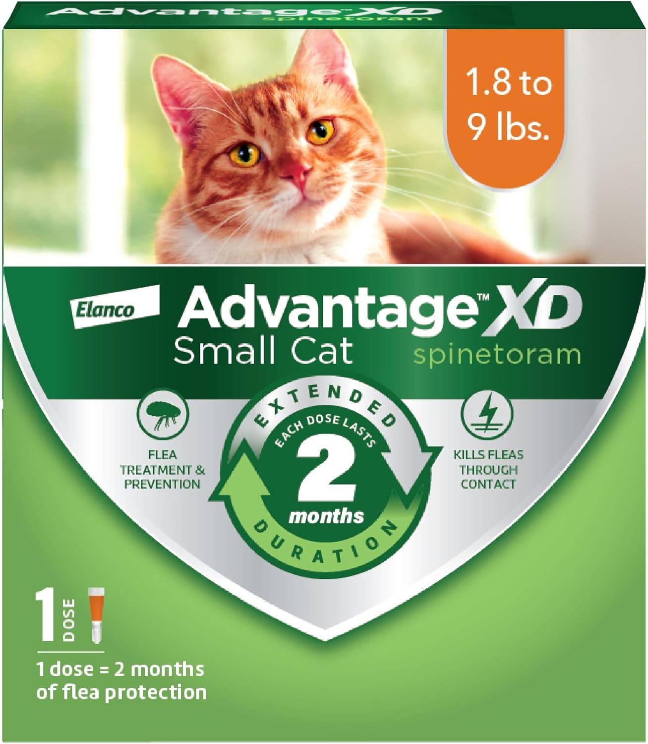 Advantage XD Small Cat Flea Prevention & Treatment For Cats 1.8-9lbs. | 1-Topical Dose, 2-Months of Protection Per Dose