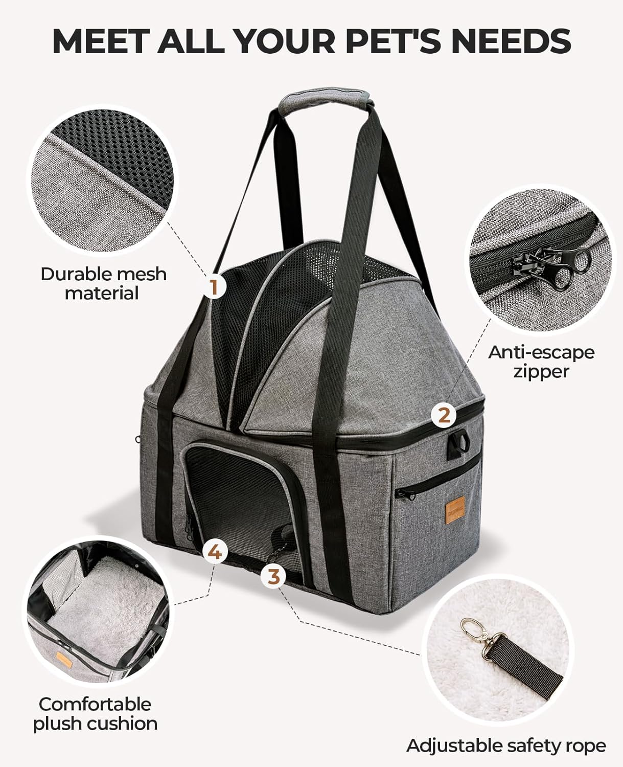 BurgeonNest Top-Expandable Large Cat Carrier, Soft Sided Pet Bag Carrier for Large Cat 15 lbs, Upgrade Small Dog Car Seat, Collapsible Puppy Travel Bag with Semi-Open Mode Canopy, Easy to Get Pet in