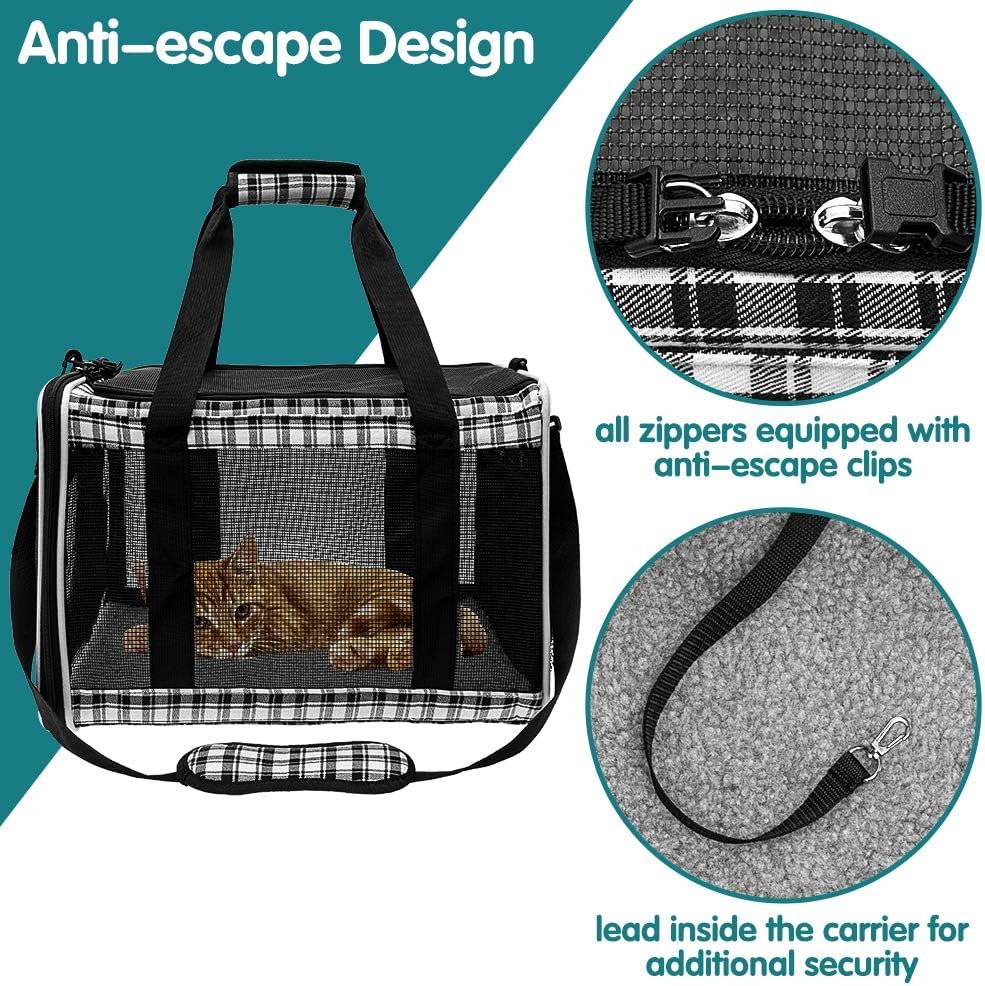 EXPAWLORER Cat Carrier Soft-Sided Pet Carrier for Cat,Cat Carrier Hard with Top Entry and Shoulder Strap for Large Cats,Pet Carrier Airline Approved Fit 2 Kitties Small Dogs Easy Storage