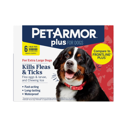 PetArmor Plus Flea and Tick Prevention for Dogs, Dog Flea and Tick Treatment, 3 Doses, Waterproof Topical, Fast Acting, Small Dogs (5-22 lbs)