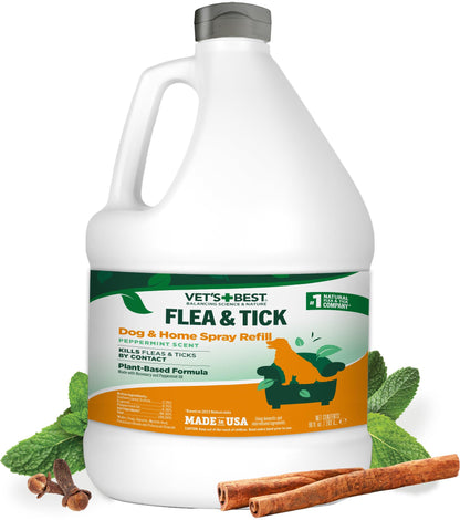 Vet's Best Flea and Tick Home Spray - Dog Flea and Tick Treatment for Home - Plant-Based Formula - Certified Natural Oils,Green - 32 oz