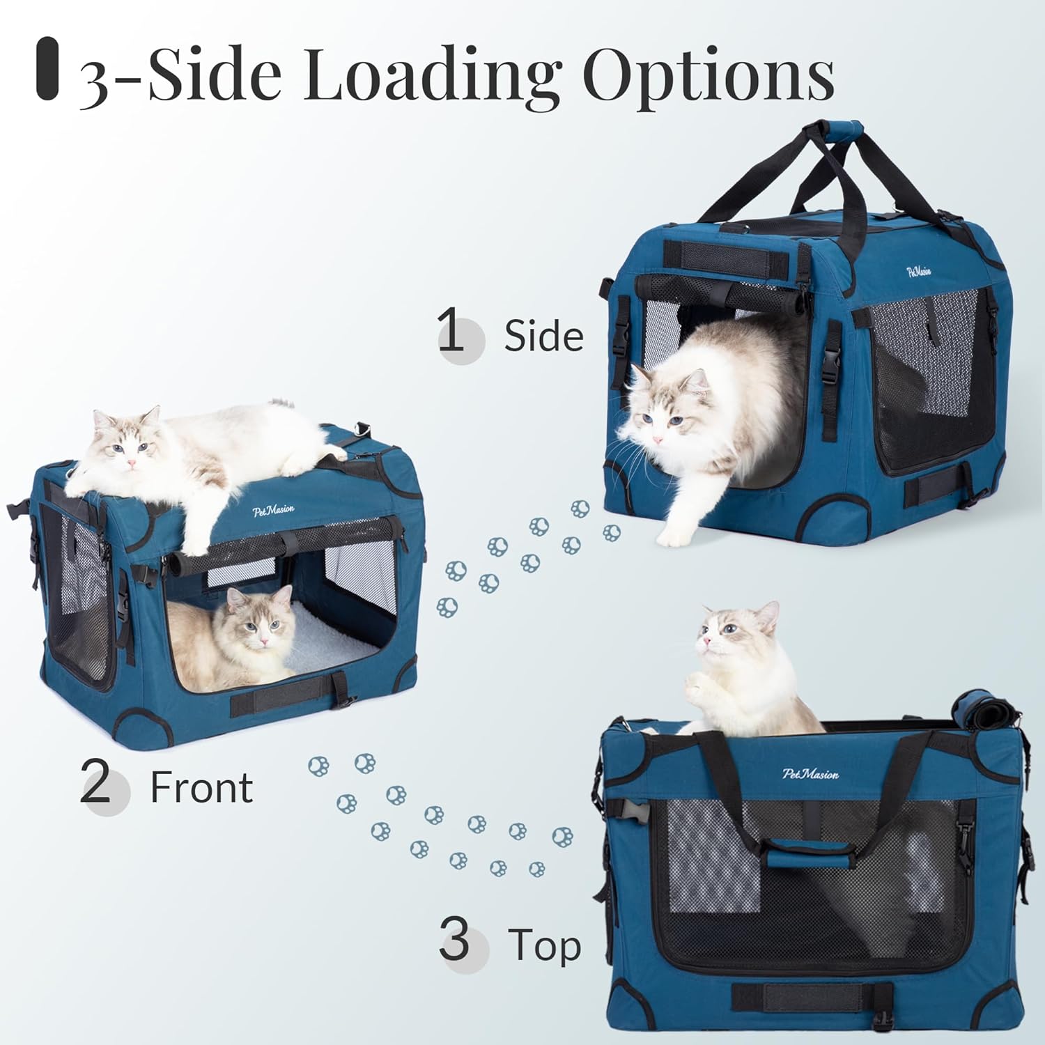 Extra Large Cat Carrier for 2 Cats, Collapsible Soft Sided Pet XL Crate for Large Mudium Big Cat 20lbs+, Car Travel Portable Bag for Long Trips Ride 24"x16.5"x16.5"