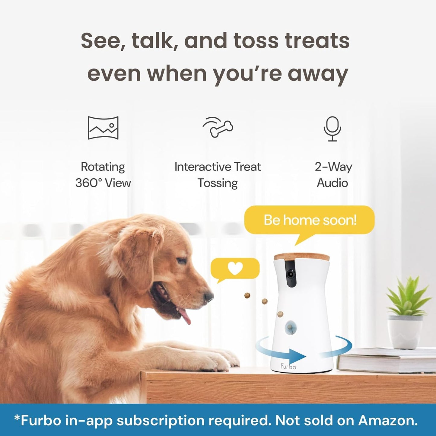 Furbo 360° Dog Camera + Nanny Bundle: Home Security & Dog Safety Alerts, Rotating Pet Treat Dispenser Camera with Speaker, Smart Home Indoor Cam w Phone App (Additional Subscription Required at Setup)