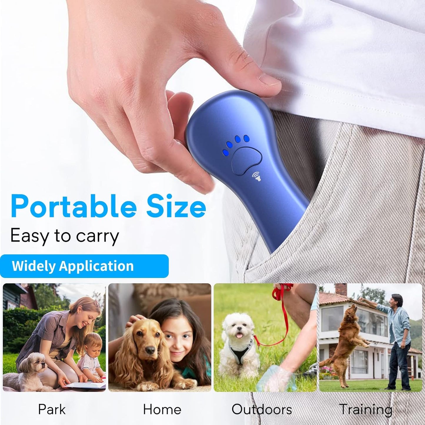 New Anti Barking Device,Dog Barking Control Devices,Rechargeable Ultrasonic Dog Bark Deterrent up to 16.4 Ft Effective Control Range Safe for Human & Dogs Portable Indoor & Outdoor(Blue)