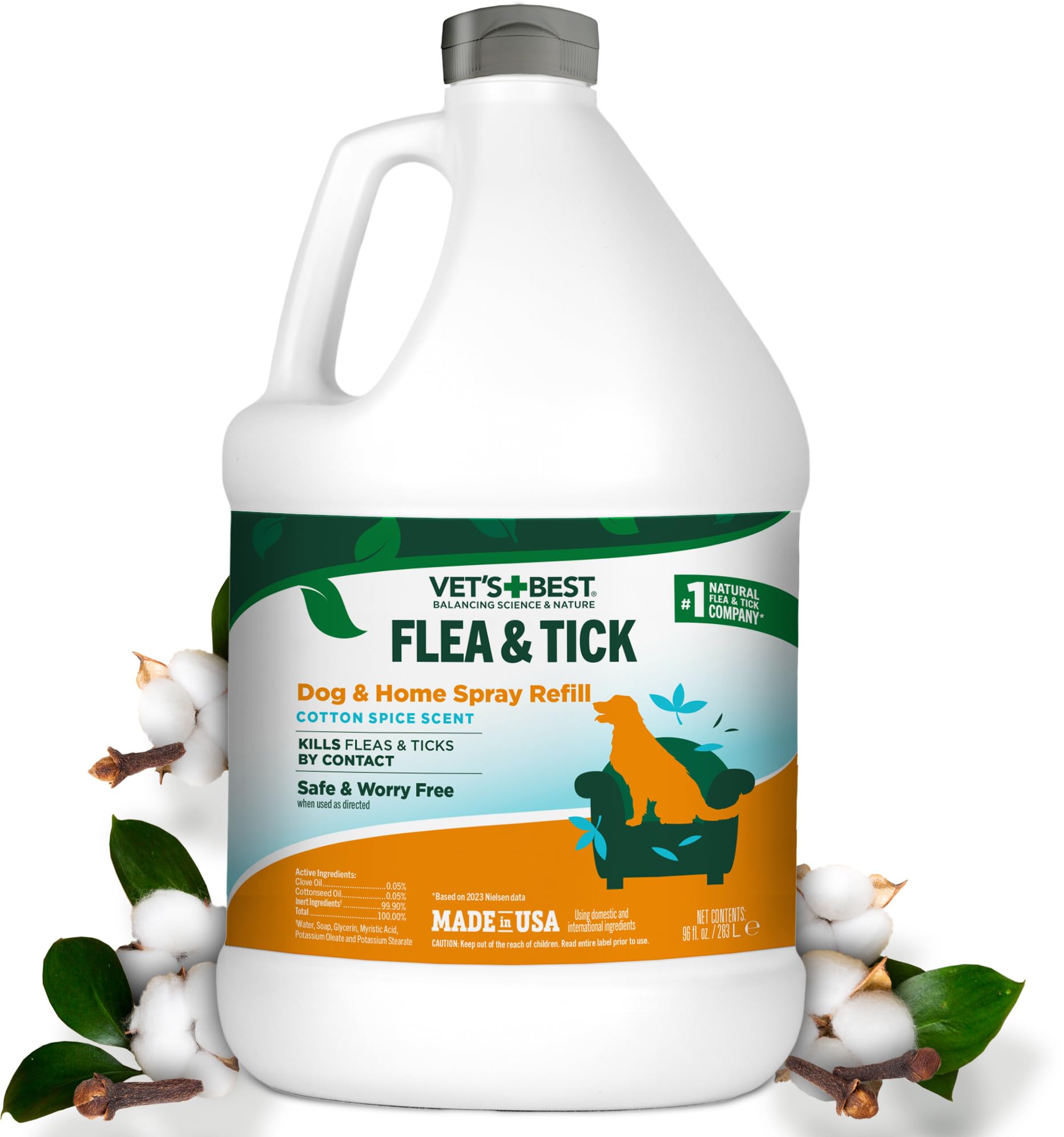 Vet's Best Flea and Tick Home Spray - Dog Flea and Tick Treatment for Home - Plant-Based Formula - Certified Natural Oils,Green - 32 oz