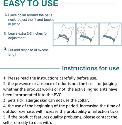 Flea and Tick Collar for Cats - Offers 12-Month Protection, Crafted with Premium Plant Oils, Waterproof, Natural, Safe for Kittens, Includes Free Comb and Tweezers, 13.8 in (2 Packs)