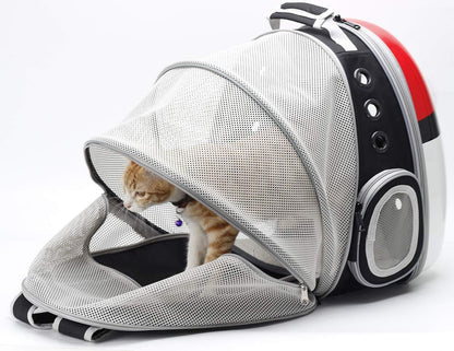 Back Expandable Cat Carrier Backpack, Backpack for Cats Kitten Small Puppy, Airline Approved Cat Bubble Backpack, Space Capsule Astronaut Carrier