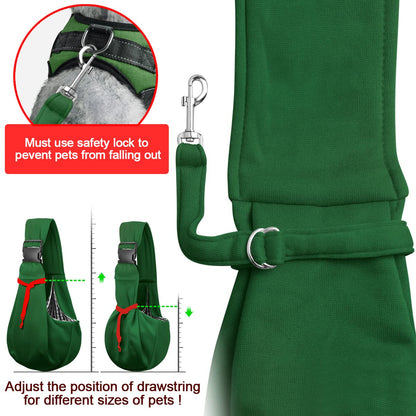 Tomkas Small Dog Sling Carrier - Adjustable Strap & Zip Pocket - Suitable for Puppies (Black) LukkyDeals
