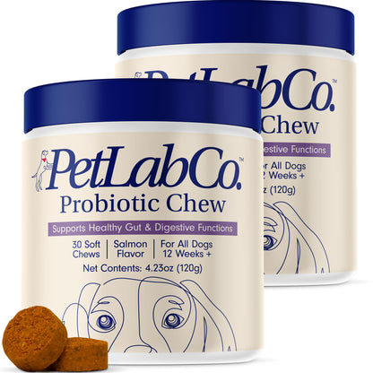 PetLab Co. Probiotics for Dogs, Support Gut Health, Occasional Diarrhea, Digestive Health & Seasonal Allergies - Pork Flavor - 30 Soft Chews - Packaging May Vary