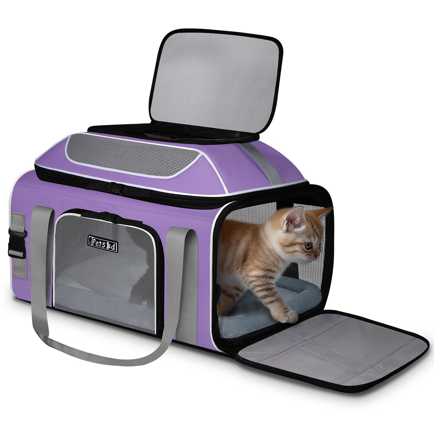 Petskd Top-Expandable Pet Carrier 19x13x9 Inches Southwest Allegiant Airlines Approved, Soft-Sided Carrier for Small Dog Under 15 lbs and Large Cat Under 20 lbs(Blue)